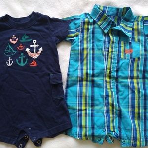Baby romper bundle plaid  blue size 9month